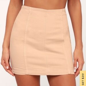 Free People Blush Denim Skirt, Size 0